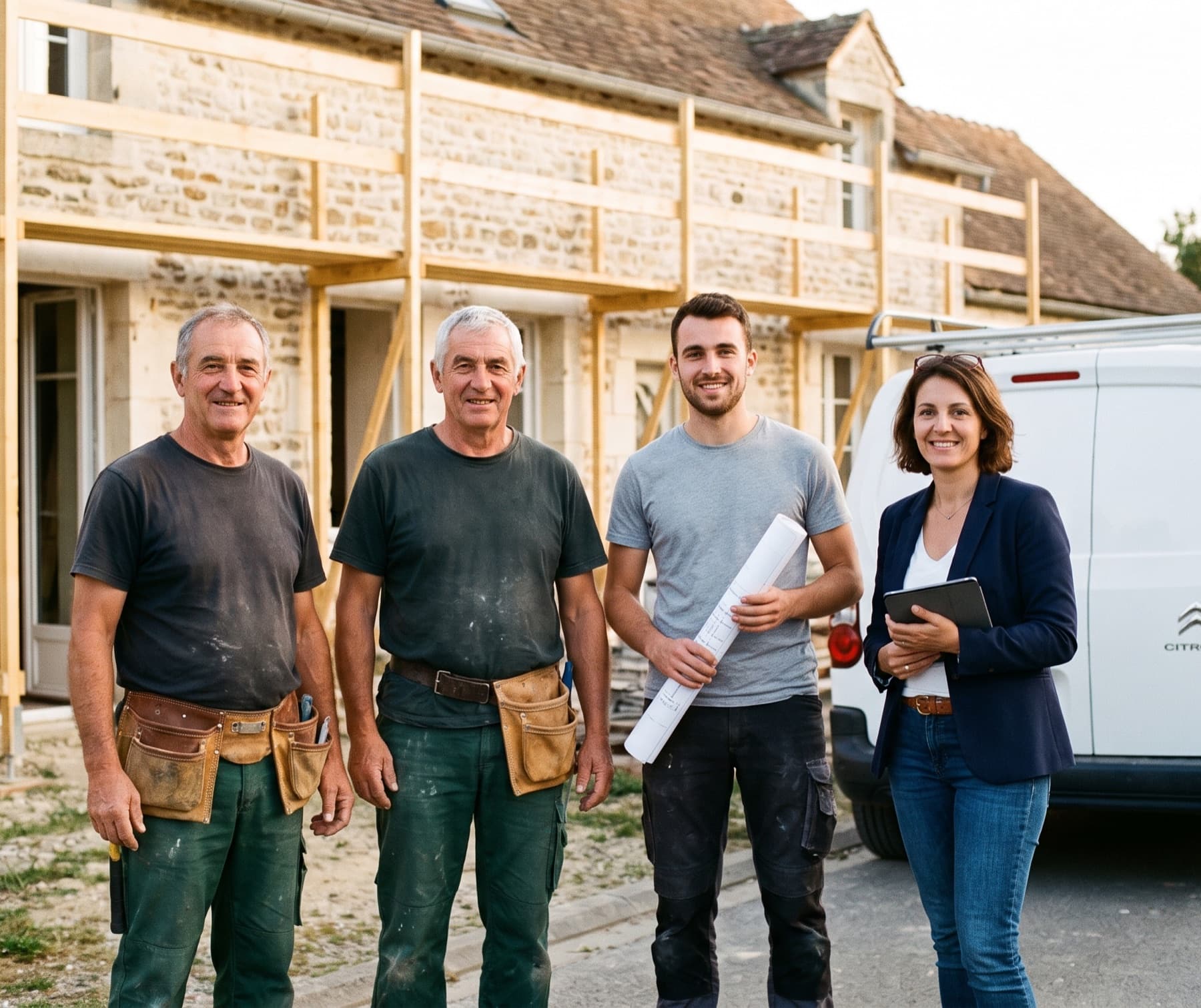 L'équipe Foxrot Énergies devant un chantier de rénovation